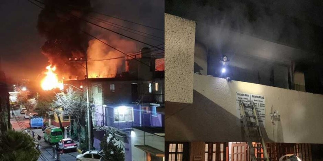 Se registró un incendio en una parroquia ubicada en Tecacalo, col. Adolfo Ruiz Cortínez, Coyoacán