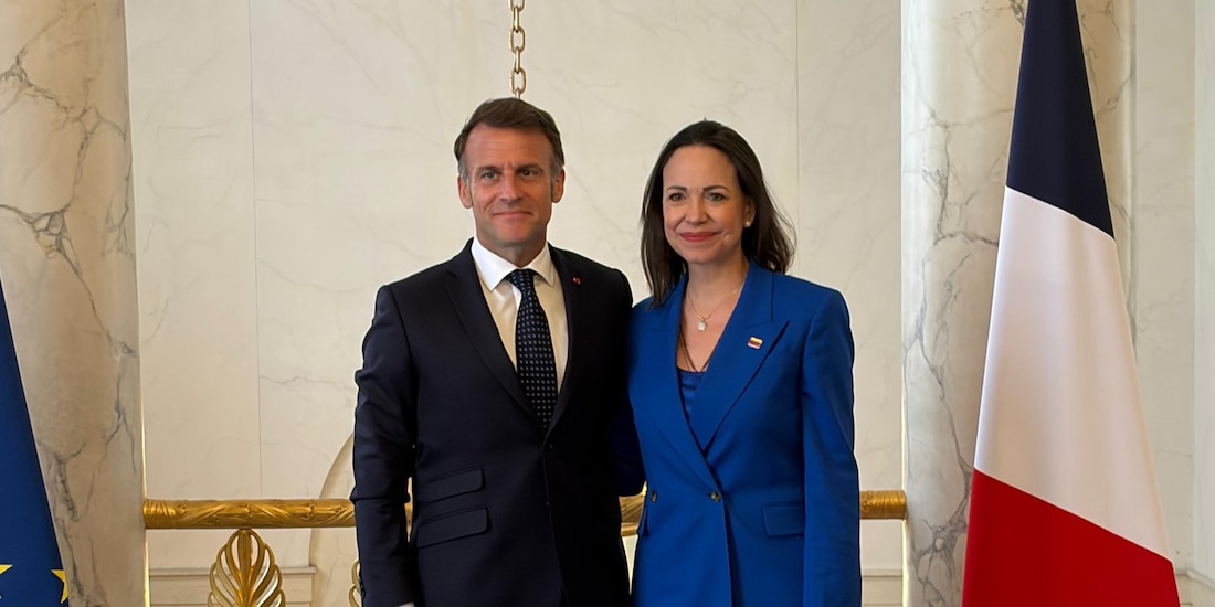 Emmanuel Macron recibió a María Corina Machado en el Palacio del Elíseo.