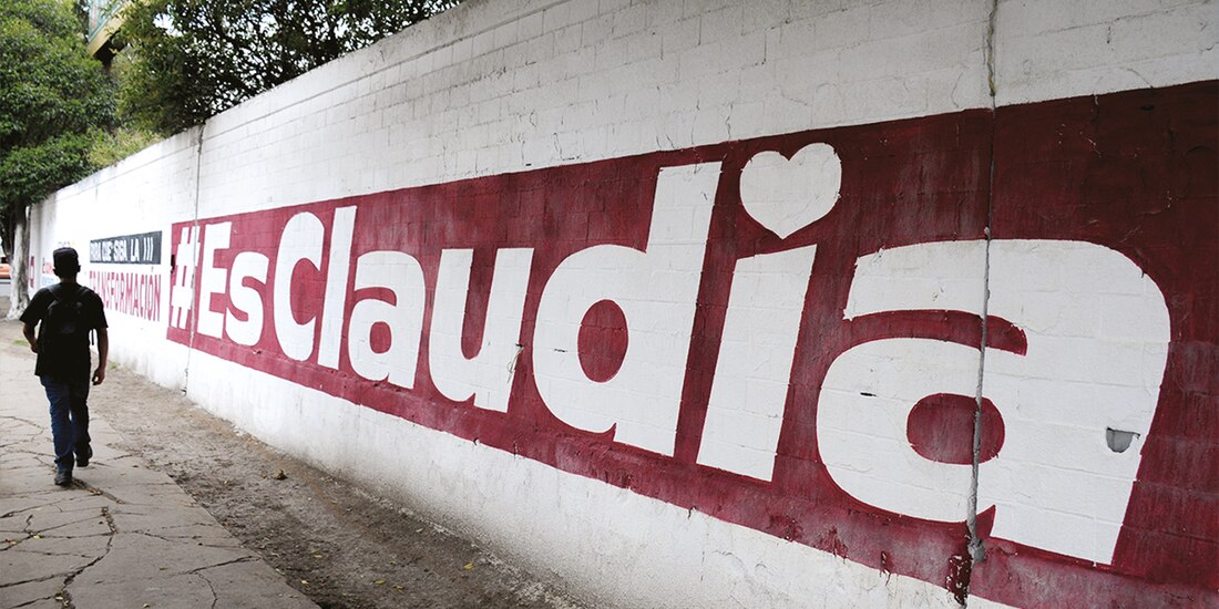 Barda pintada en apoyo a Claudia Sheinbaum, el pasado 20 de junio en Iztapalapa.