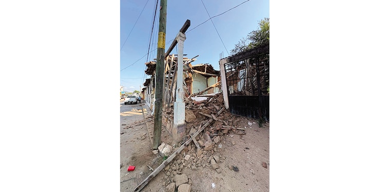 Vivienda afectada en San Marcos, Guerrero, donde fue el epicentro.
