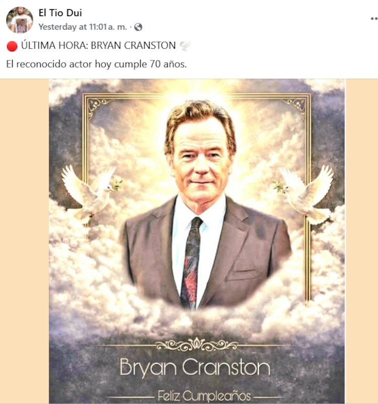 Publicación en honor a Bryan Cranston