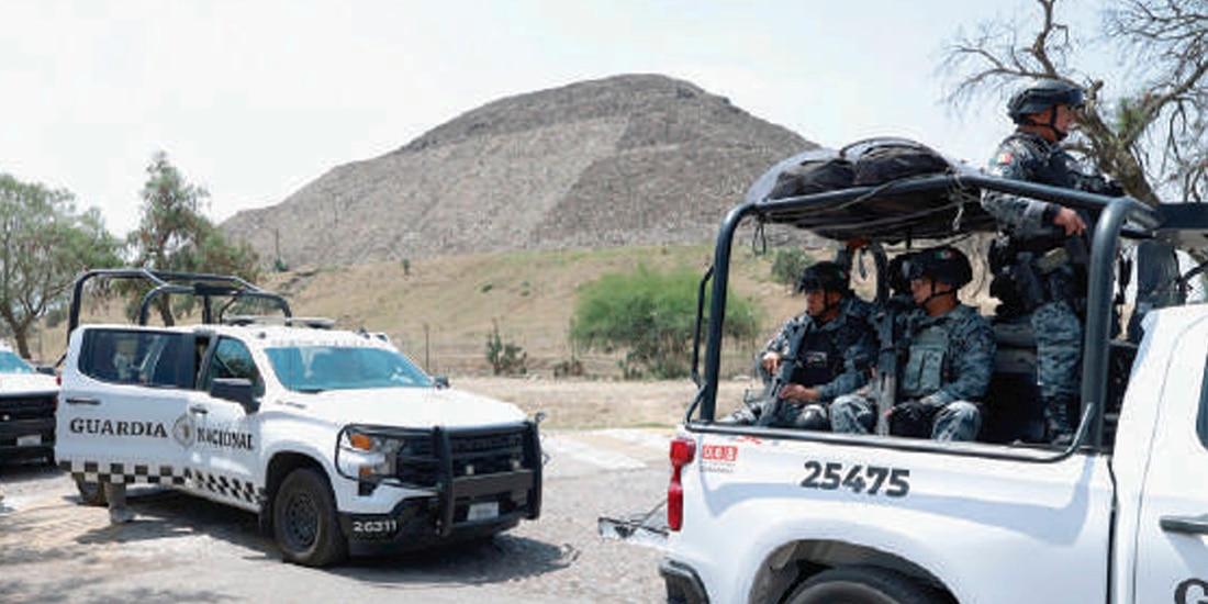 ELEMENTOS de la Guardia Nacional en Teotihuacán, ayer.