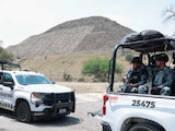 ELEMENTOS de la Guardia Nacional en Teotihuacán, ayer.