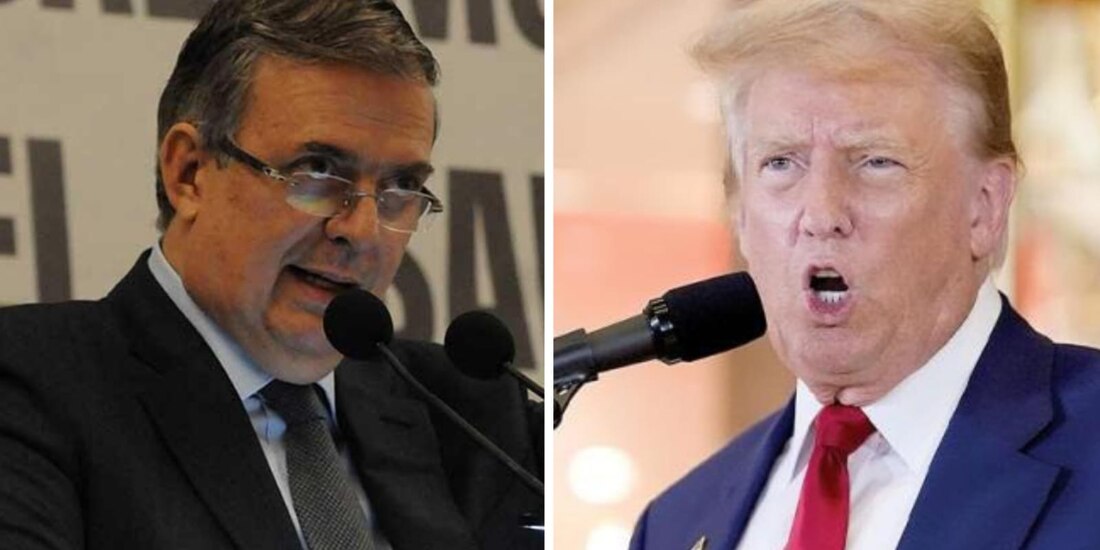 Donald Trump (derecha), se lanzó contra Marcelo Ebrard (izquierda) durante un evento de campaña en Michigan.