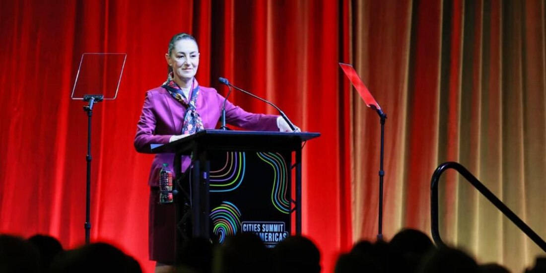 Claudia Sheinbaum este jueves 27 de abril en Estados Unidos.