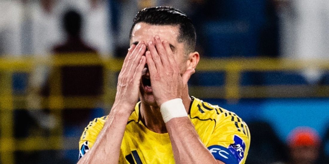 Cristiano Ronaldo se lamenta durante el partido.
