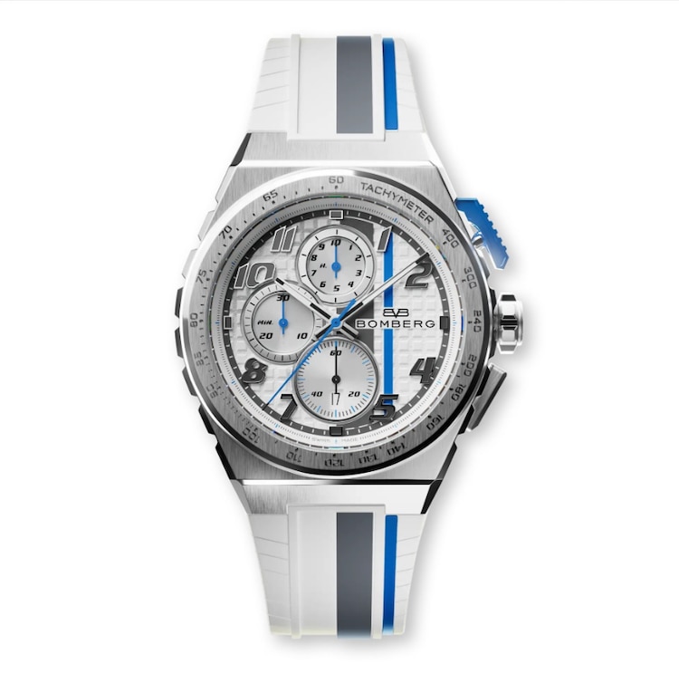 APEX YM │ De su nueva colección Apex, Bomberg trae su modelo APEX YM, que refleja la esencia de la marca de crear relojes provocativos y visualmente impactantes. Cuenta con una nueva caja de 42 mm, movimiento suizo. Tiene sub Victorinox esferas de capas, números recortados y textura tipo waffle. Manecillas e índices con Luminova, tecnología luminiscente para ver los números y manecillas en la oscuridad y tiene 100 metros de resistencia al agua.