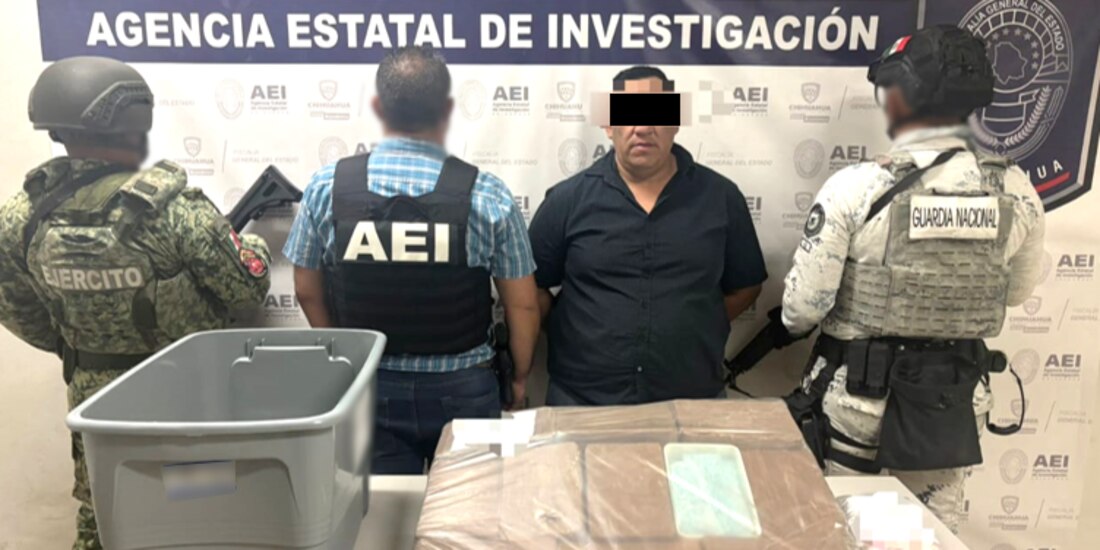 Presentación de detenido en Chihuahua.