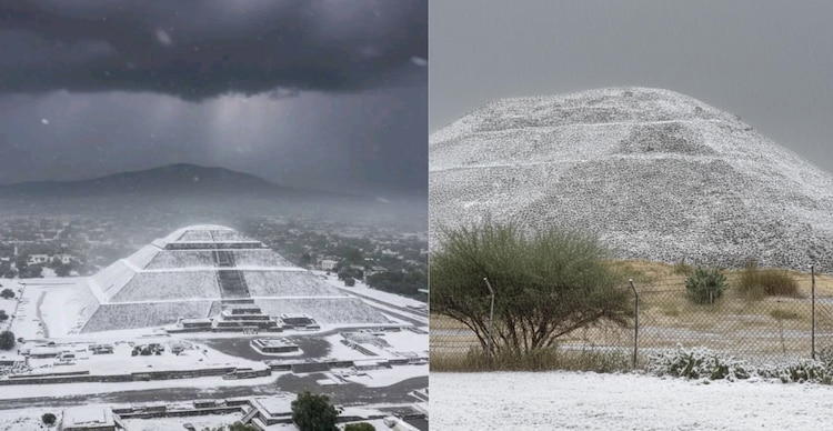 Se registra caída de granizo en Teotihuacán