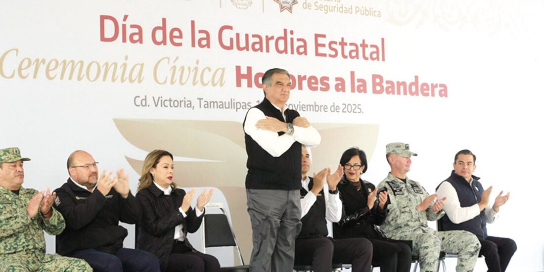 El Gobernador Américo Villarreal, ayer en el Día de la Guardia Estatal.