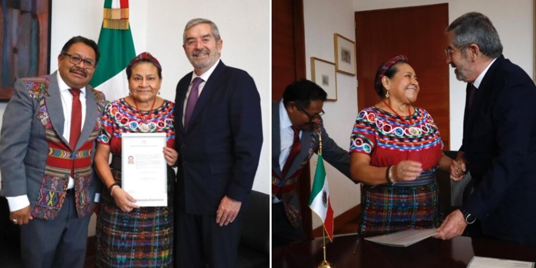 La Nobel de la Paz Rigoberta Menchú se convierte en ciudadana mexicana.