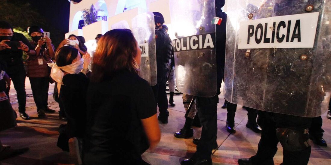 Las manifestaciones en Cancún.