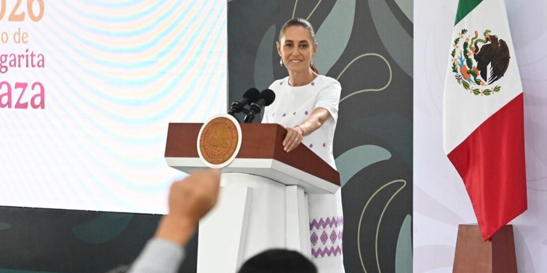 Claudia Sheinbaum Pardo, presidenta de México, encabezó la conferencia mañanera del Pueblo desde la entidad portuaria