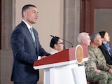 PARTICIPACIÓN del secretario de Seguridad en la mañanera, ayer.