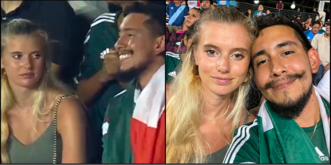 Pareja protagoniza ‘historia de amor’ en el partido de México vs Guatemala.