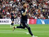 Sergio Ramos en un partido con el PSG