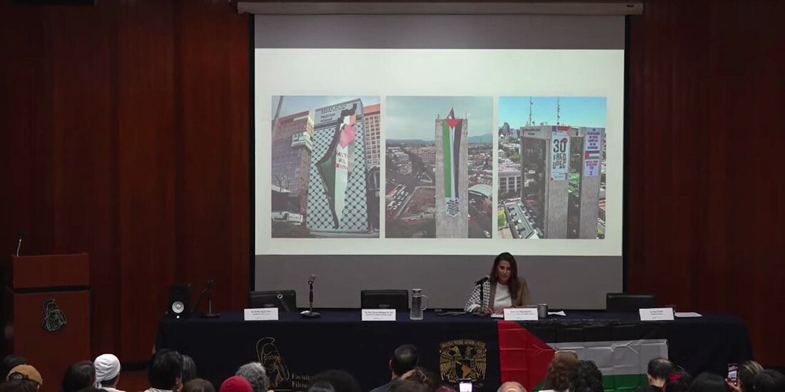 Nadya Rasheed, embajadora de Palestina en México, en conferencia magistral en la UNAM.