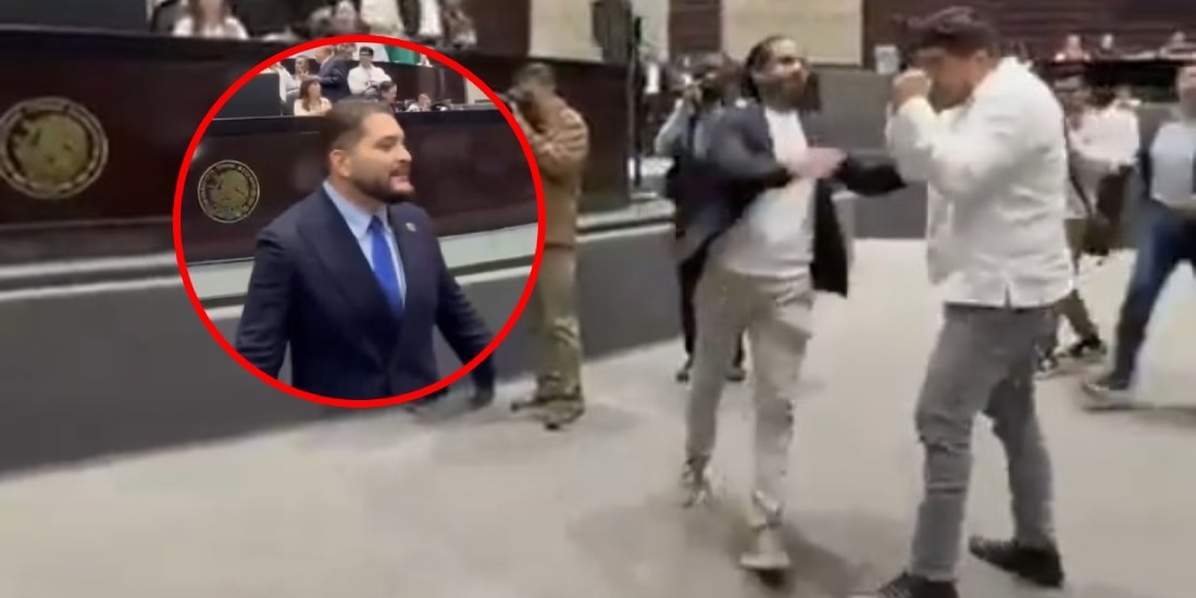 Legislador de Morena reta a golpes a priista en la Cámara de Diputados.