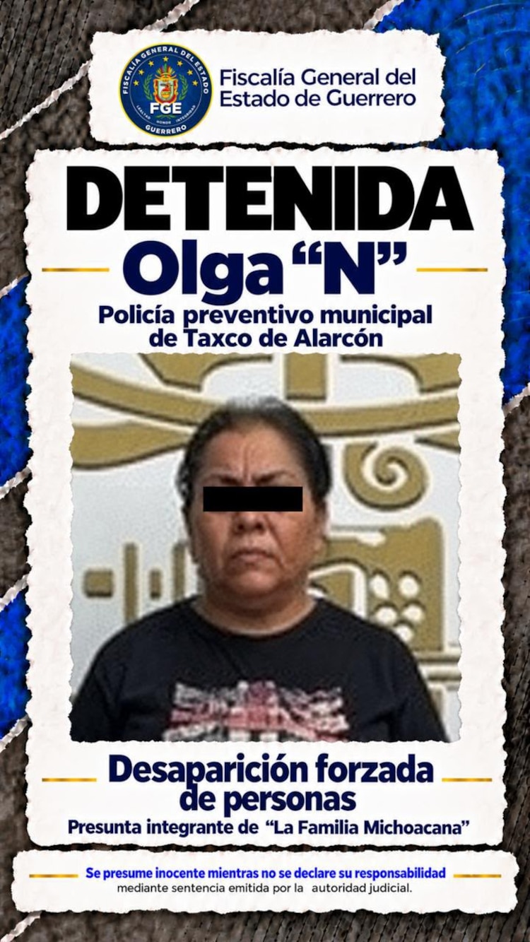 Olga “N”, elemento de la Policía Preventiva Municipal de Taxco detenida.