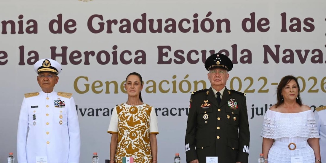 La Comandanta Suprema de las Fuerzas Armadas, Claudia Sheinbaum Pardo, presidió la ceremonia protocolaria en el municipio de Alvarado, Veracruz.