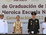 La Comandanta Suprema de las Fuerzas Armadas, Claudia Sheinbaum Pardo, presidió la ceremonia protocolaria en el municipio de Alvarado, Veracruz.