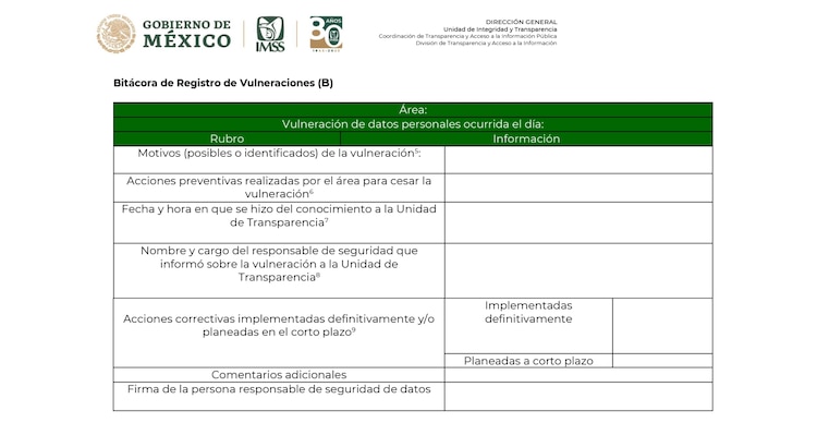 Bitácora de Registro de Vulneraciones