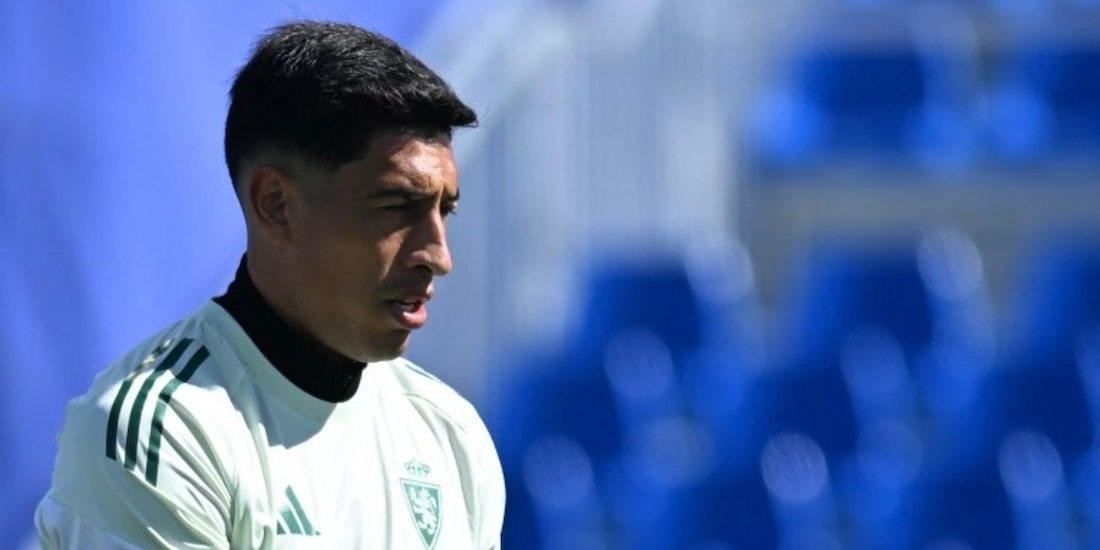 Esteban Andrada en un calentamiento con el Zaragoza