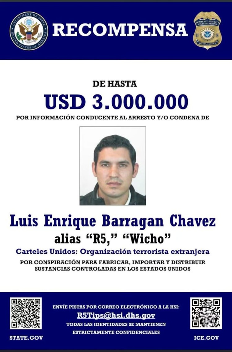 Estados Unidos ofrecía recompensa por información que llevara a captura de "El R5".