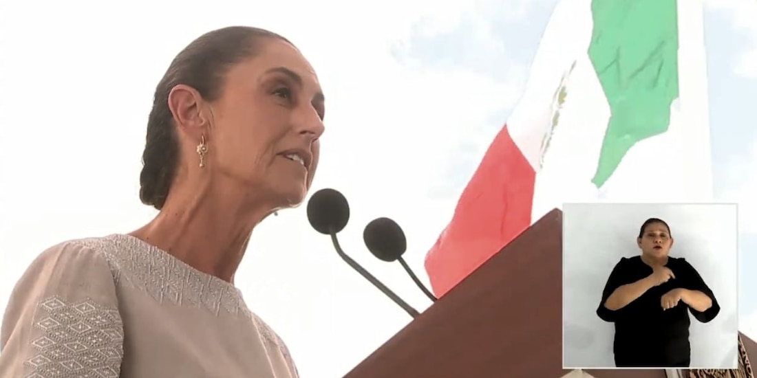 Claudia Sheinbaum, presidenta de México, en un evento en Mérida, Yucatán.