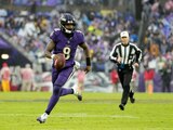 El quarterback Lamar Jackson en un partido de la NFL con los Baltimore Ravens