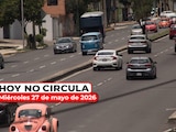 Te compartimos las restricciones del Hoy No Circula para este miércoles 27 de mayo de 2026 en la Zona Metropolitana del Valle de México.