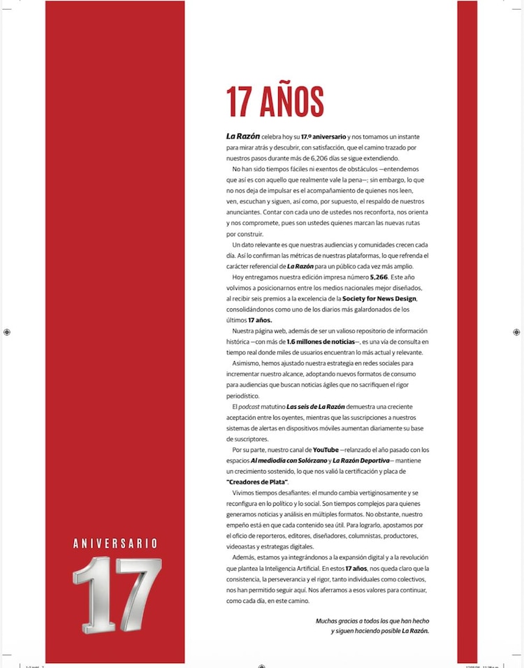 17 aniversario de La Razón