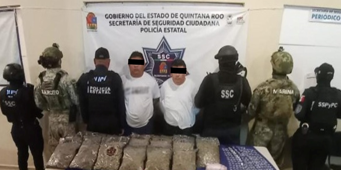 Presuntos delincuentes detenidos en Quintana Roo.