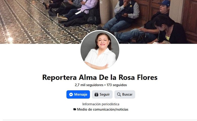 Perfil en Facebook de Alma de la Rosa, periodista.