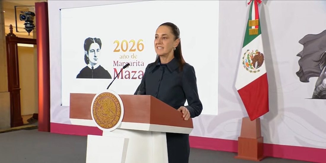 Claudia Sheinbaum este lunes en Palacio Nacional.
