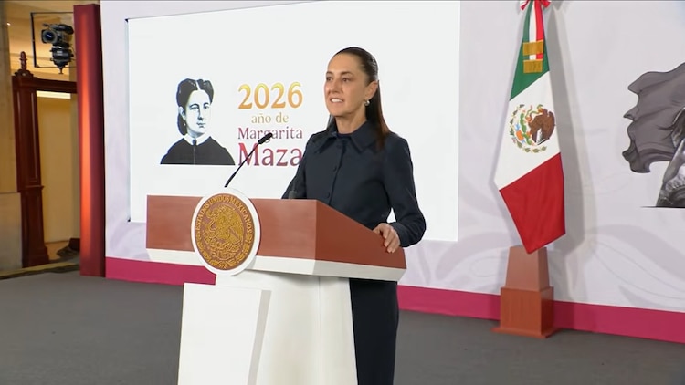 Claudia Sheinbaum este lunes en Palacio Nacional.
