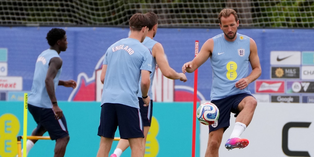 Futbolistas de Inglaterra en un entrenamiento en Palm Beach Gardens, Florida.