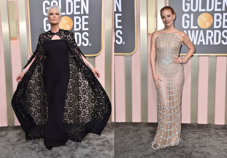 Jamie Lee Curtis encantó con un atuendo de Valentino; Jessica Chastain deslumbró con un Oscar de la Renta.