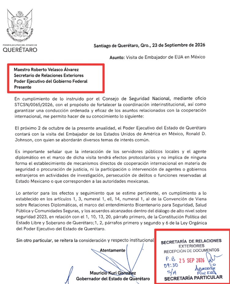 El documento de notificación de Querétaro circuló en redes sociales.