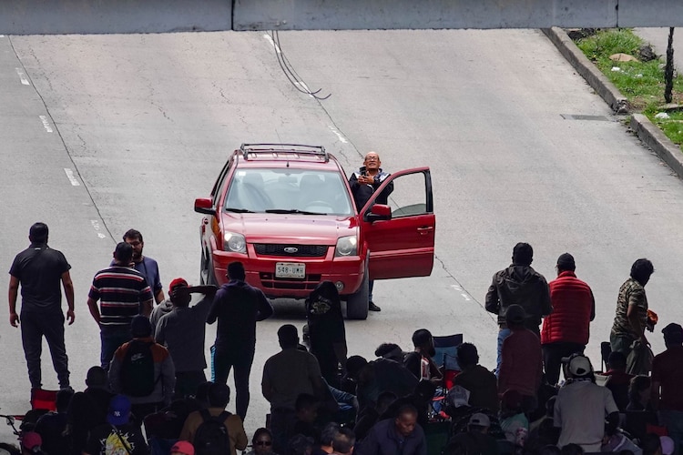 Bloqueo de integrantes de la CNTE en CDMX.