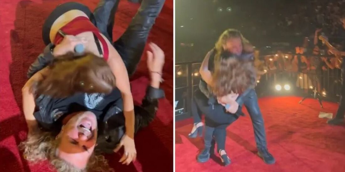 Fher de Maná es tirado por fan que se le subió para que la cargara "No mam**, con todo"