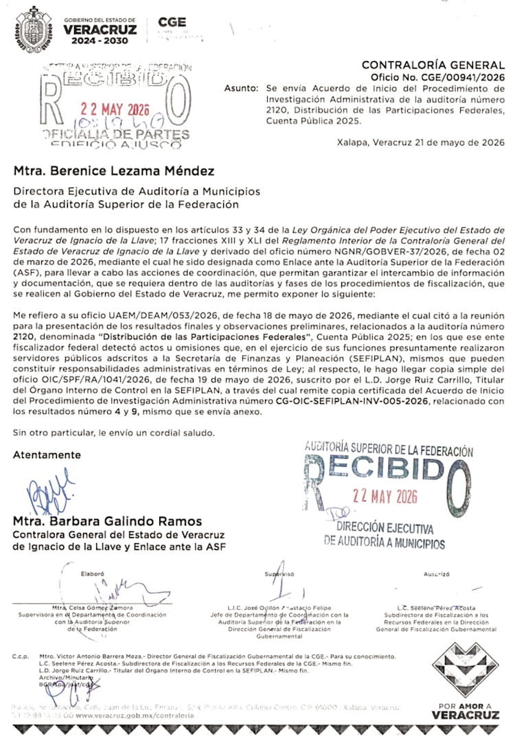 EN ESTE DOCUMENTO, el gobierno veracruzano reconoce
que el ente fiscalizador detectó “omisiones” de funcionarios.