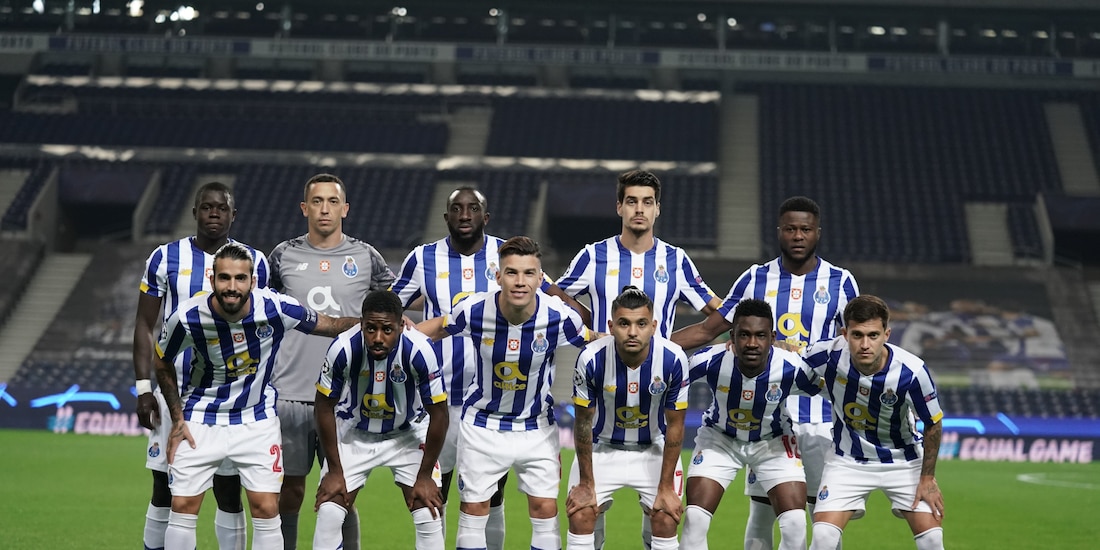 Jugadores del Porto antes de su choque ante el Manchester City en la Champions League.