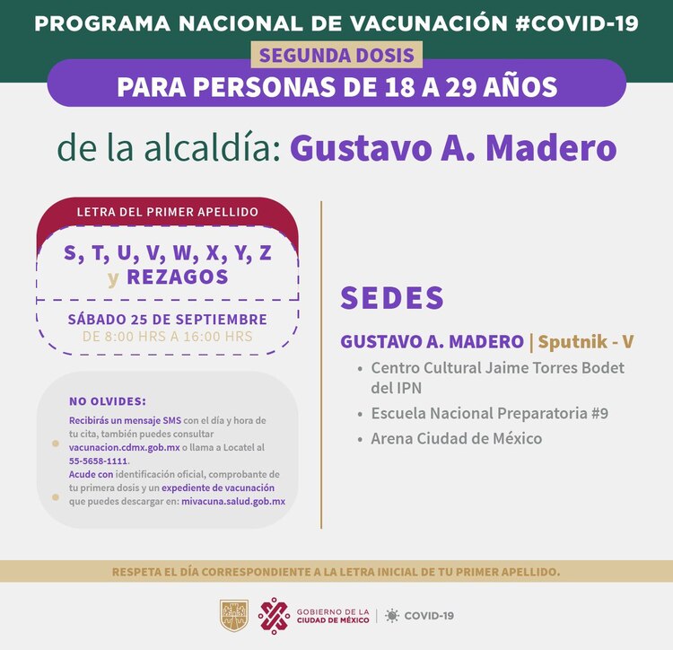 La alcaldía GAM realiza última jornada de vacunación contra COVID-19 para adultos de 18 a 29 años.