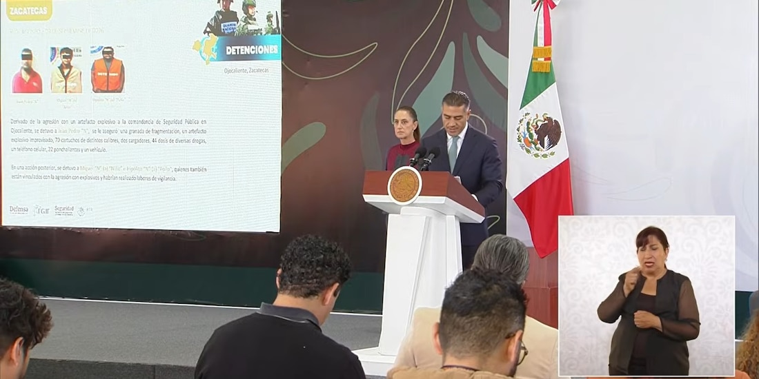 Omar García Harfuch, titular de la SSPC, detalla la detención en la Conferencia del Pueblo del Gobierno federal.