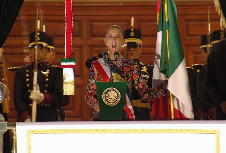 Presidenta Claudia Sheinbaum Pardo durante su segundo Grito de Independencia, el 15 de septiembre de 2026.
