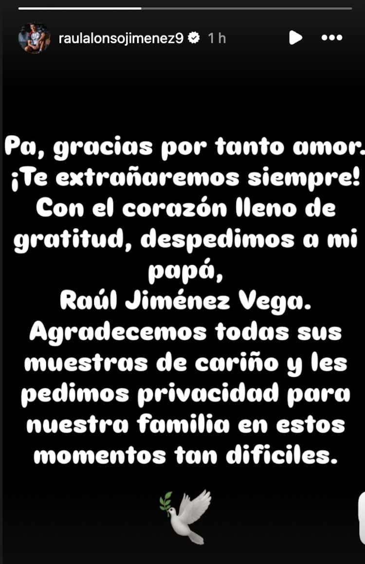 Raúl Jiménez habla sobre el fallecimiento de su papá