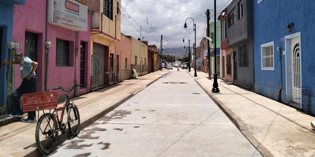 Así avanzan labores de rehabilitación en el barrio de San Miguelito, en San Luis Potosí.