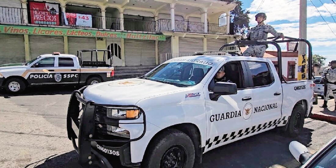 La GN patrulla en Huitzilac, el 14 de enero, un día después del multihomicidio de aspirantes a autoridades comunales.