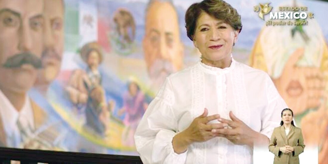 Delfina Gómez, ayer, en un spot de su Segundo Informe de Gobierno.